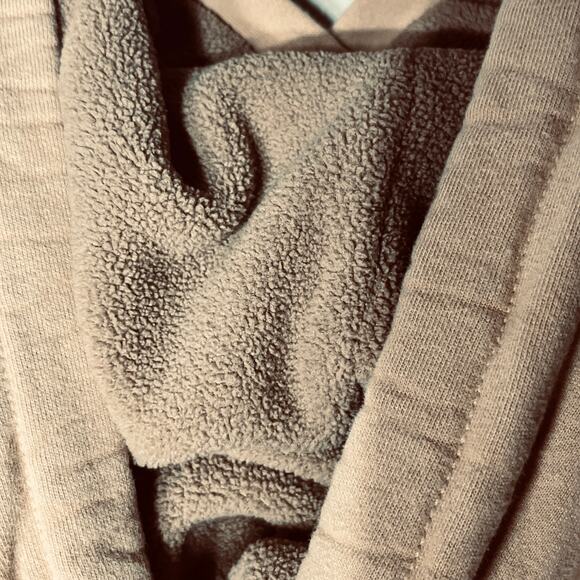 American Eagle Hoodie Seriously Huggable Fleece Lined Hood Keep Smiling Tan S - Picture 5 of 7